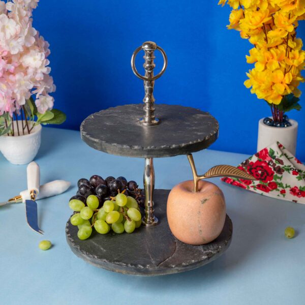 BLACK-MARBLE-TWO-TIER-CAKE-STAND