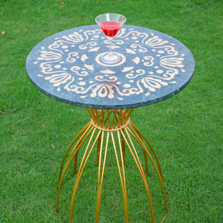 GREEN-MARBLE-TABLE-TOP-WITH-BRASS-INALY-METAL-STAND