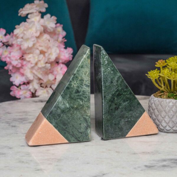 GREEN-PINK-MARBLE-TRIANGLE-BOOKEND
