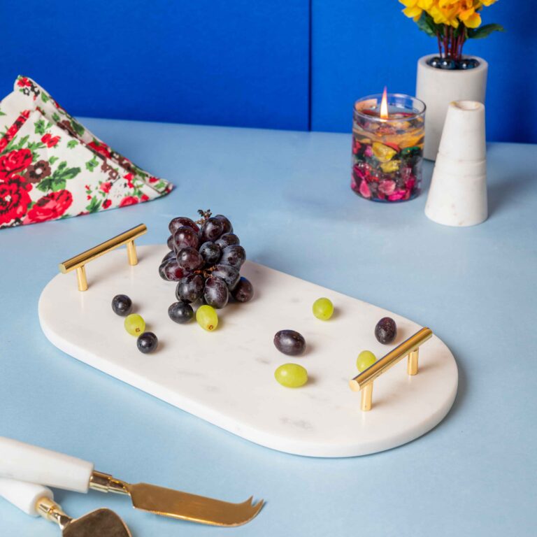 WHITE-MARBLE-OVAL-TRAY-WITH-METAL-HANDLE