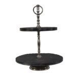 black marble two tier cake stand
