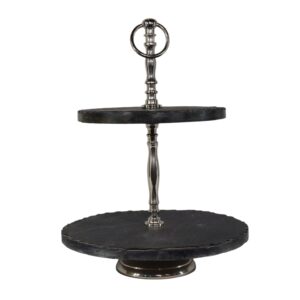 black marble two tier cake stand