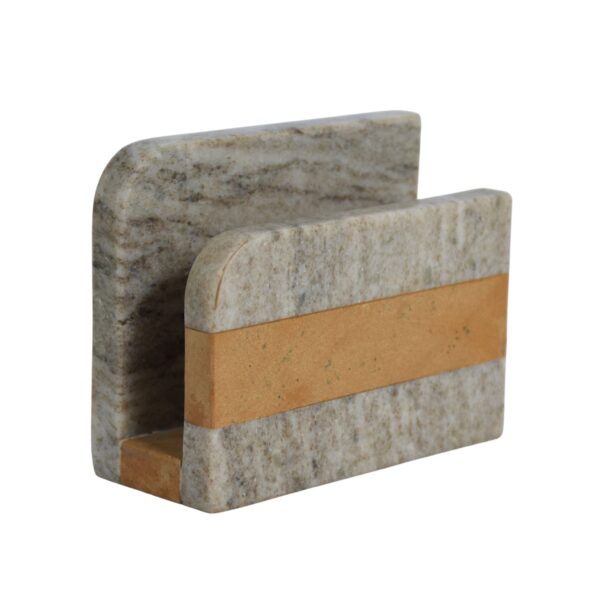 brown and teak marble tissue holder