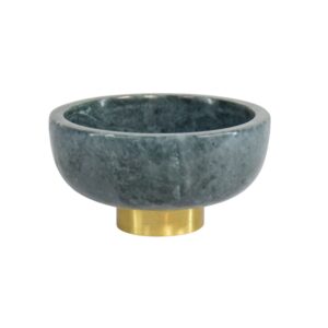 Green Marble Bowl With Brass Base