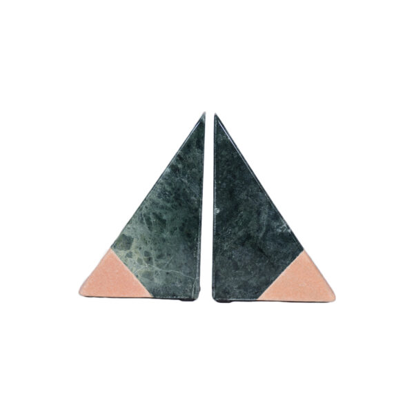 Green Pink Marble Triangle Shaped Bookend