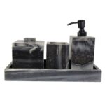grey marble bathroom set with tray