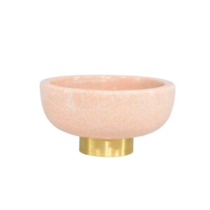 Pink Marble Bowl With Brass Base