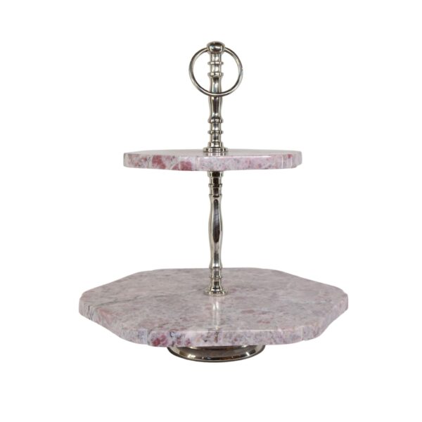 pink onyx two tier cake stand