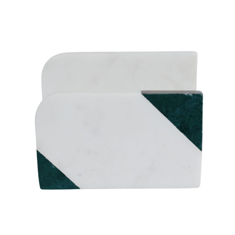 white and green marble tissue holders