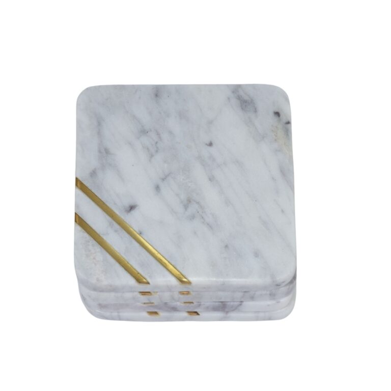 white marble brass inlay coasters