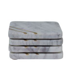 white marble-brass inlay coasters