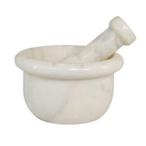 white marble mortar and pestles