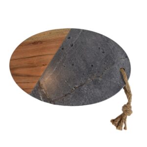 wood and grey marble platters