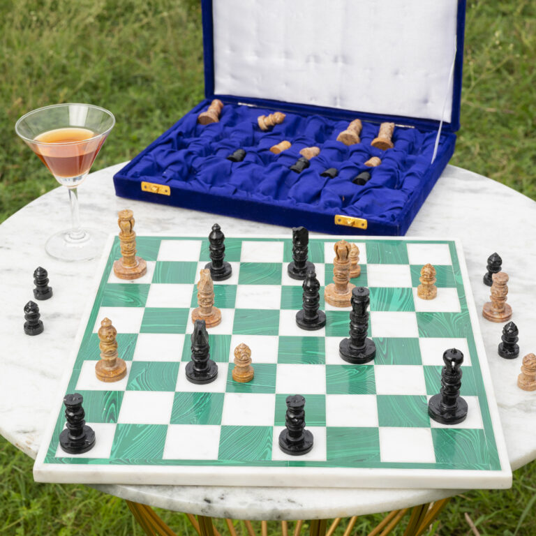 green-and-white-marble-chess-board