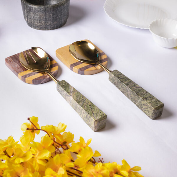 green-marble-and-brass-cutlery-set