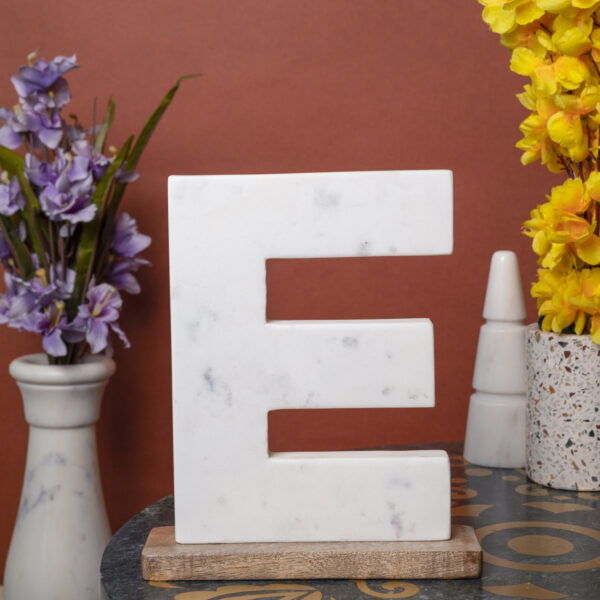 white-marble-decorative-e-letter
