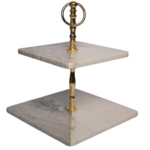 white-and-brown-marble-two tier-cake-stand