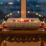 Chinar Urli decorative bowl inspired by Chinar leaf design with floating candles and flowers for home décor, Diwali decoration, and pooja use – Luxlina