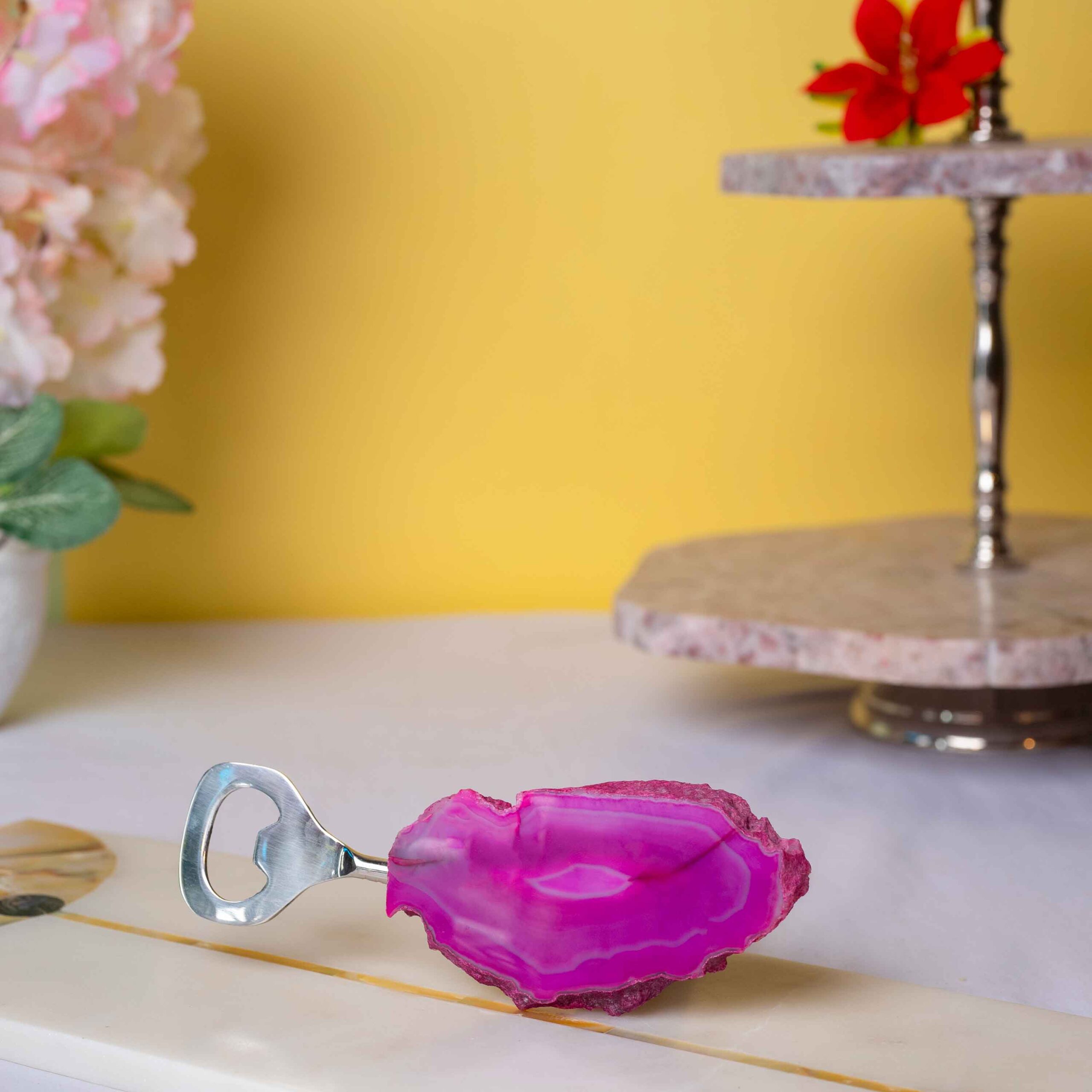 Pink Agate Bottle Opener