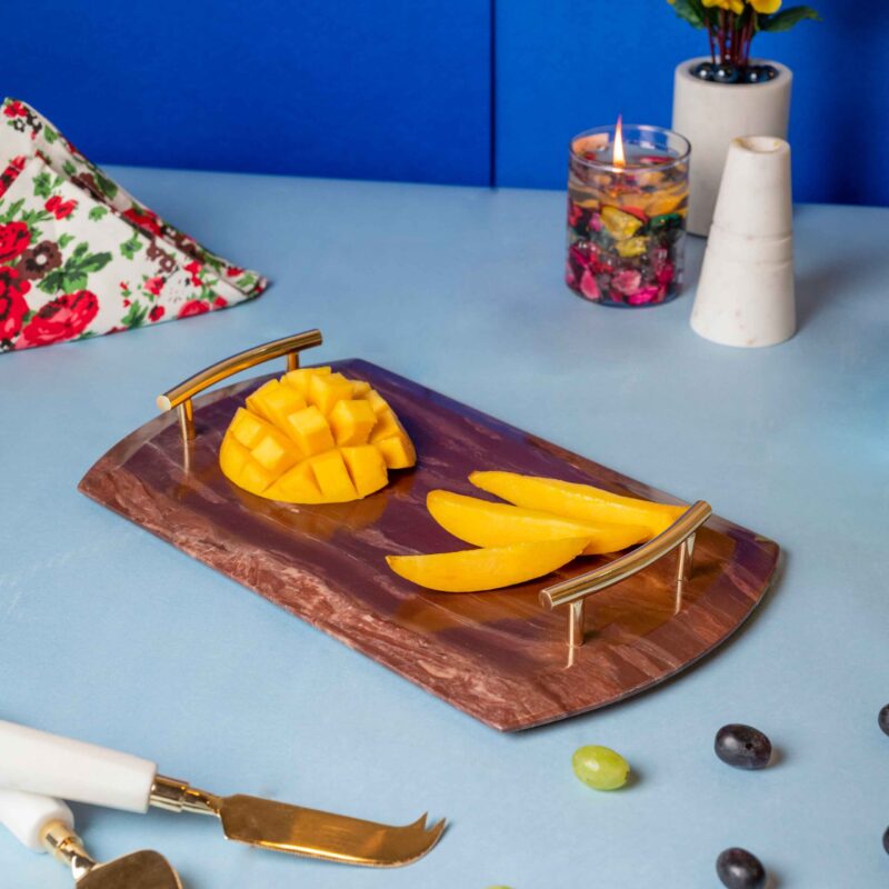 marble tray with metal handle