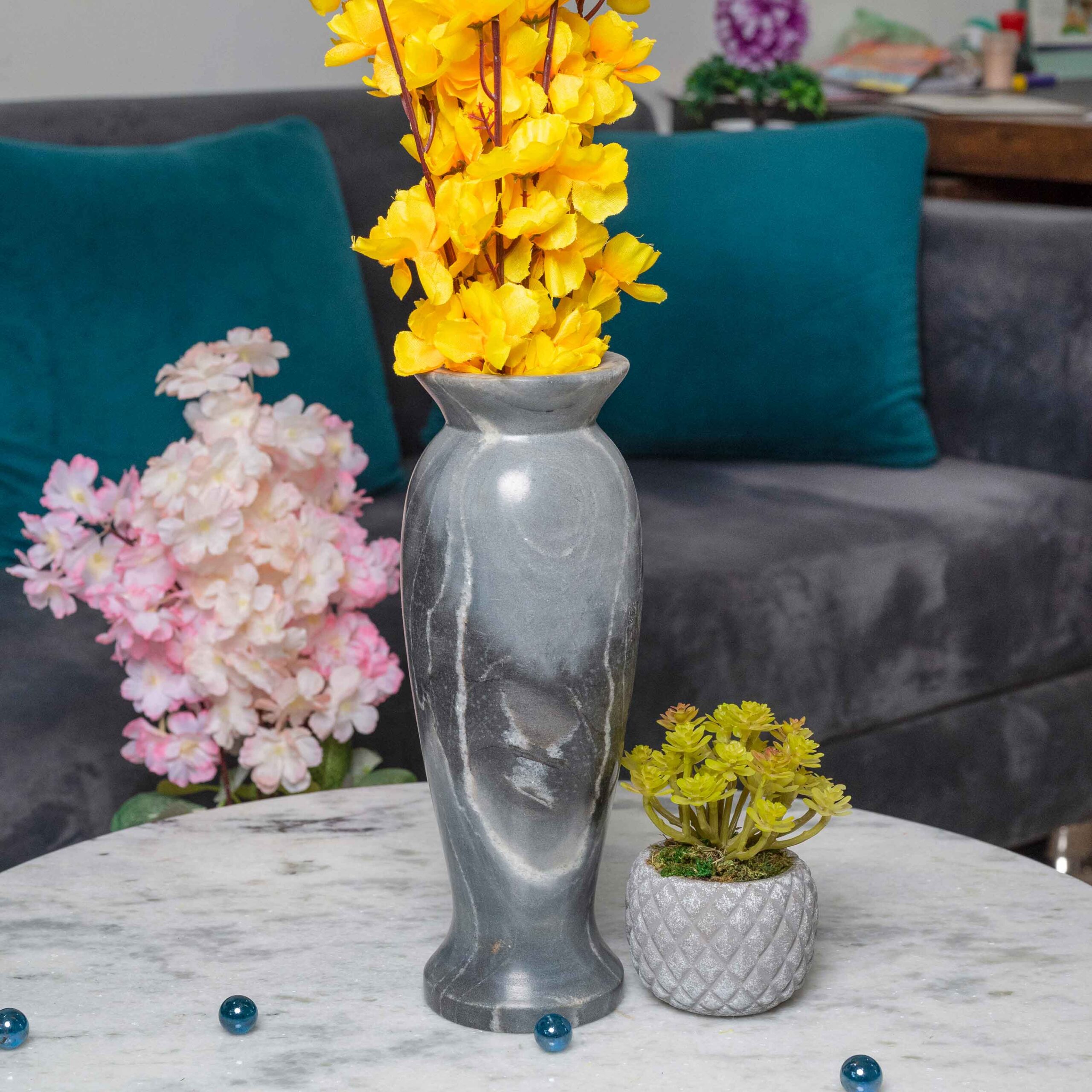 GREY MARBLE FLOWER VASE